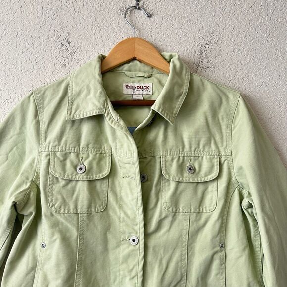 DRI DUCK FOR HER Briar Jacket Green Shacket Cotton Canvas Overshirt - Picture 4 of 14